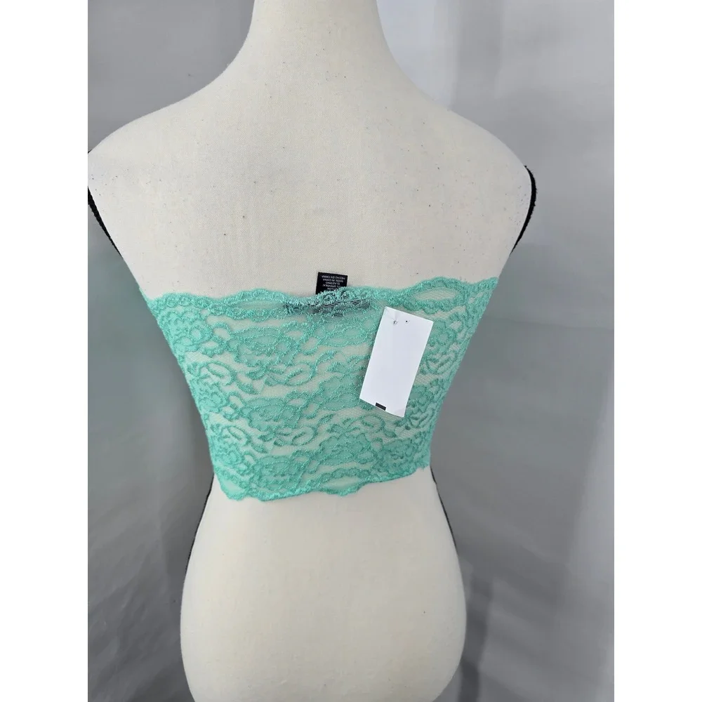 Bozzolo Women Mint Green Floral Lace Bandeau Strapless Tube Top Medium NWT